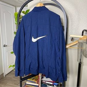 RARE Vintage Nike Windbreaker Jacket Men’s XL Blue Big Swoosh Air Logo Full Zip